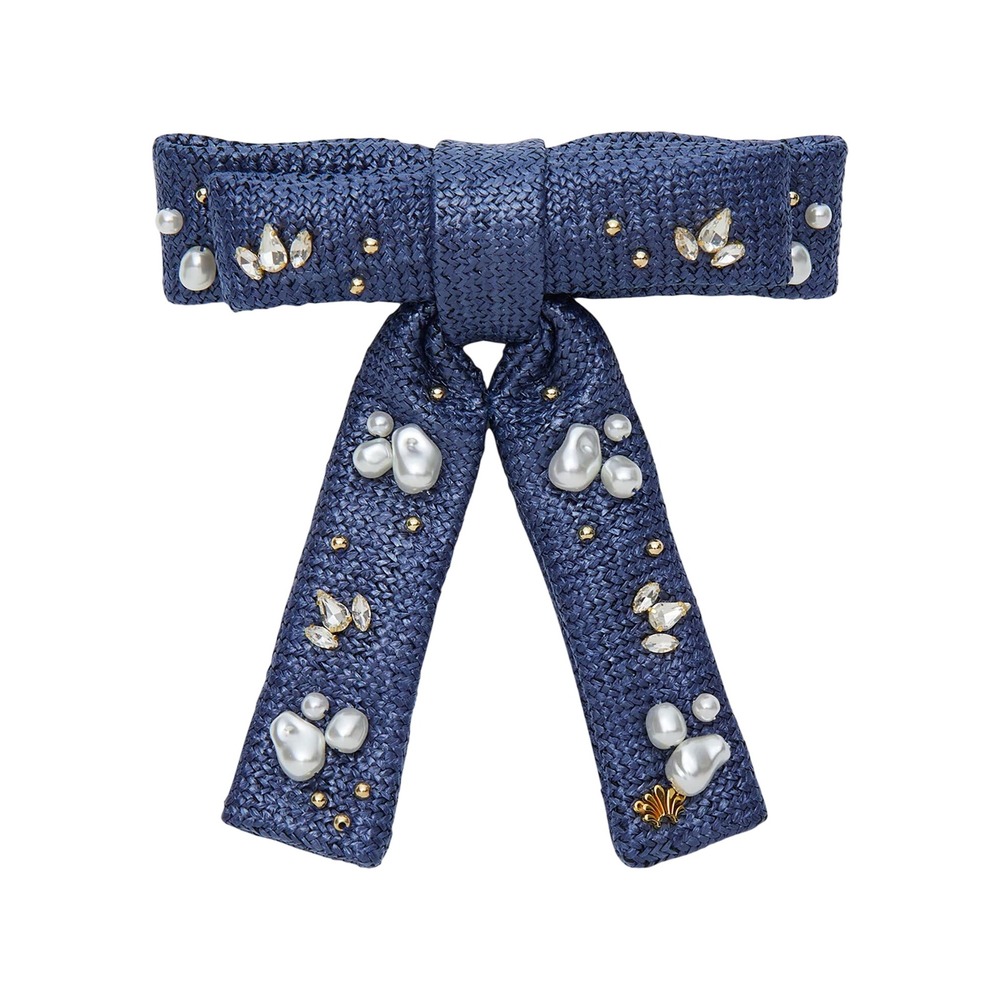 Lele Sadoughi Antoinette Oasis Embellished Bow Barrette Women OS Azure Blue
